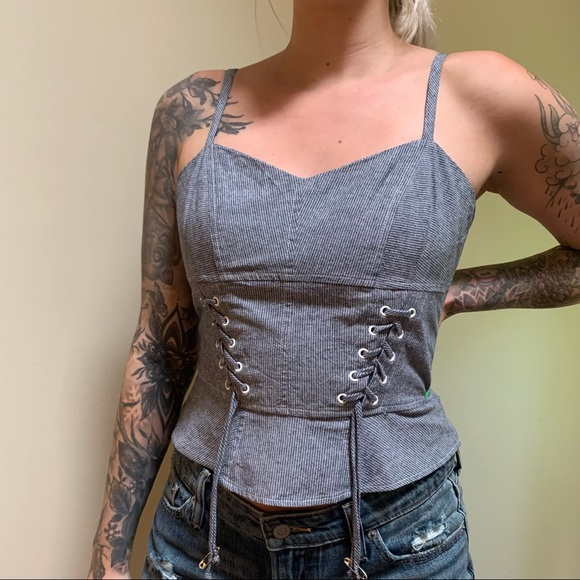 Intermix Corset-look  Cotton + Linen  Top - Picture 1 of 10